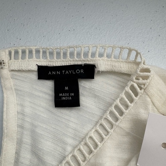 Ann Taylor Cream Relaxed Tank Top with Peplum and Sleeveless Design - Picture 2 of 5